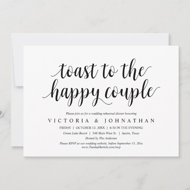 Toast to the happy couple Wedding Rehearsal Dinner Invitation (Front)