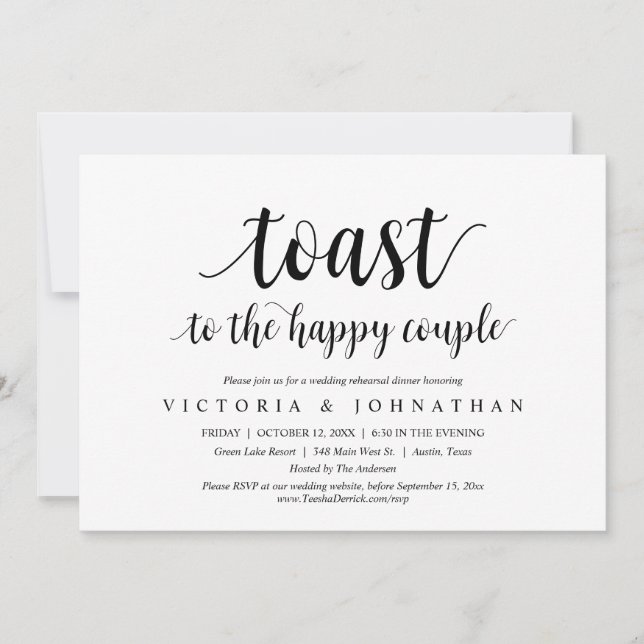 Toast to the happy couple Wedding Rehearsal Dinner Invitation (Front)