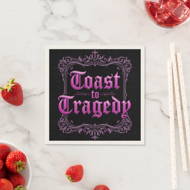 Toast to Tragedy Bachelorette Napkins | Gothic Par (Insitu)
