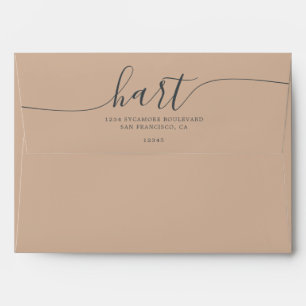 Toasted Almond with Black Script Return Address Envelope
