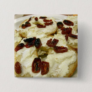 Toasted bagel with goat cheese 15 cm square badge