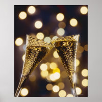 Toasted champagne flute, close-up
