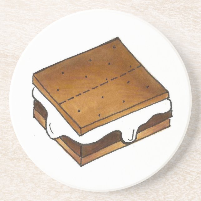 Toasted Marshmallow Campfire Smore Camp S'mores Coaster (Front)