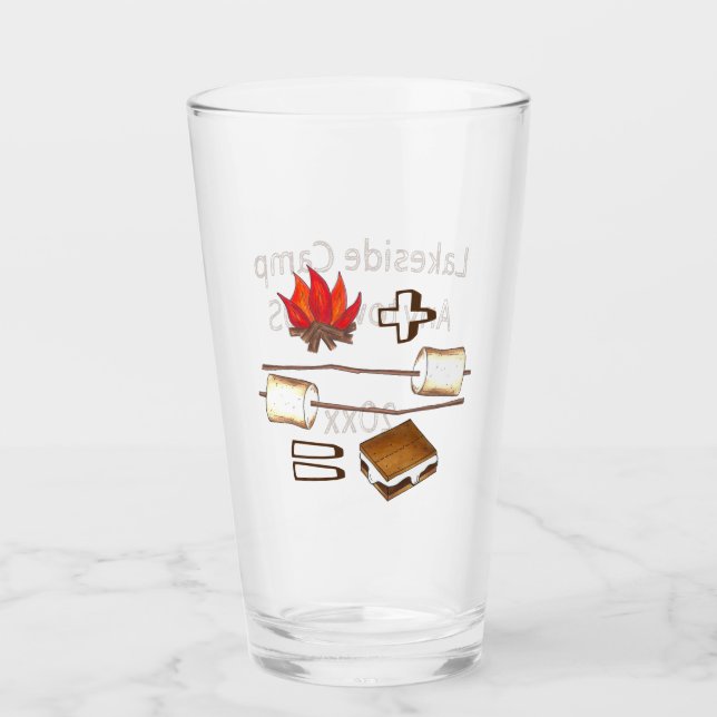 Toasted Marshmallow Campfire S'mores Summer Camp Glass (Front)