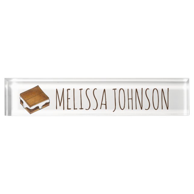 Toasted Marshmallow Campfire S'mores Summer Camp Nameplate (Front)