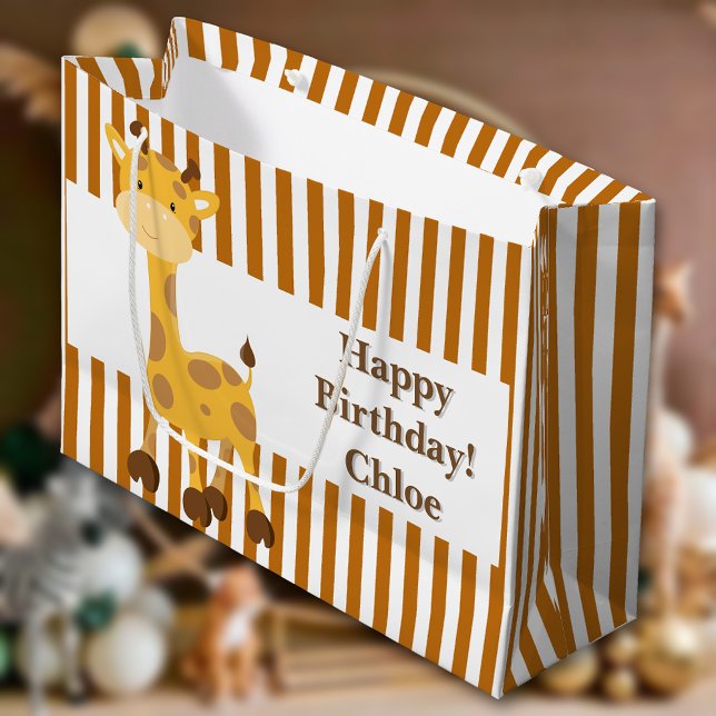 Toasted Orange-White Stripes•Custom Large Gift Bag (Creator Uploaded)
