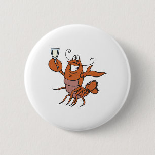 toasting lobster 6 cm round badge