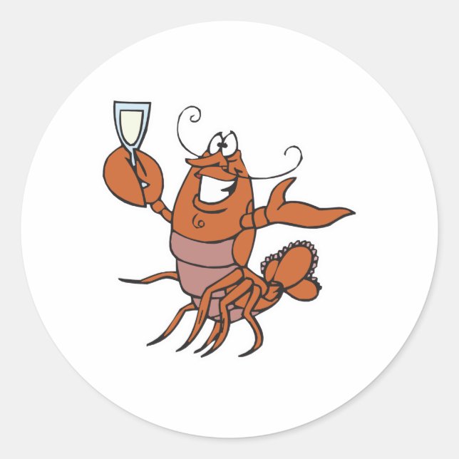 toasting lobster classic round sticker (Front)