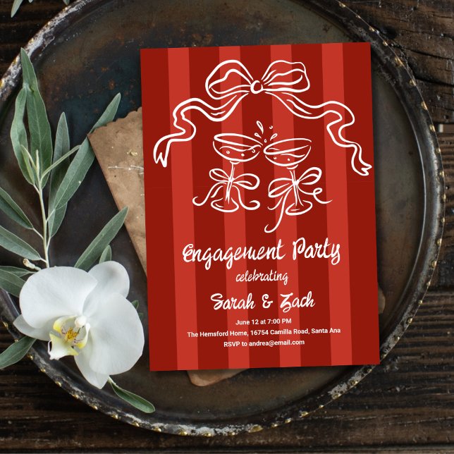Toasting Stripes Engagement Party Invitation (Creator Uploaded)
