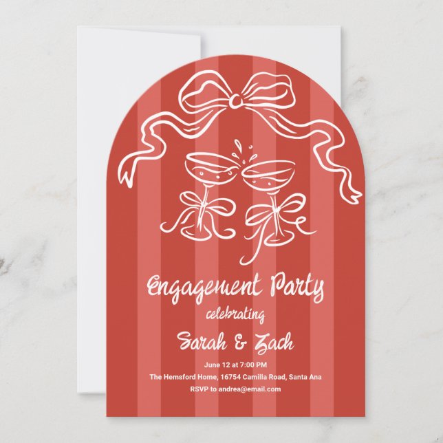 Toasting Stripes Engagement Party Invitation (Front)