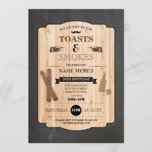 Toasts & Smokes Cigar Birthday Party 40th Invite
