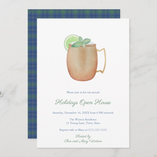 Toasty and Tipsy Christmas Drinks Cocktail Party I Invitation (Front/Back)