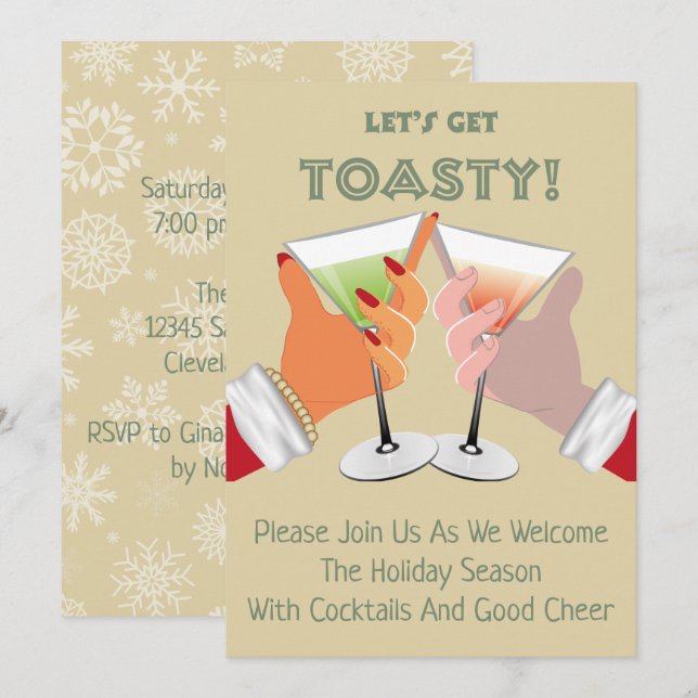Toasty Cheers Christmas Holiday Party Invitation (Front/Back)