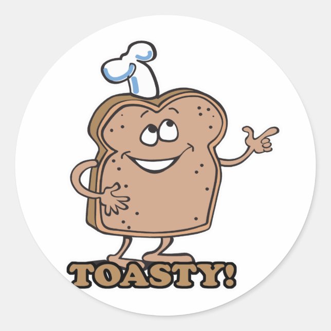 Toasty happy bread toast classic round sticker (Front)