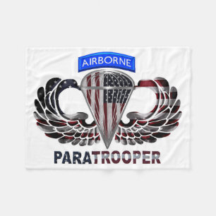 Toasty Warm American Airborne Paratrooper Flag Fleece Blanket