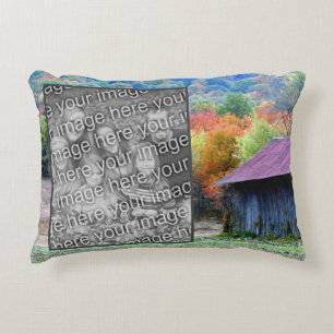 Tobacco Barn Autumn Foliage Add Your Photo Decorative Cushion