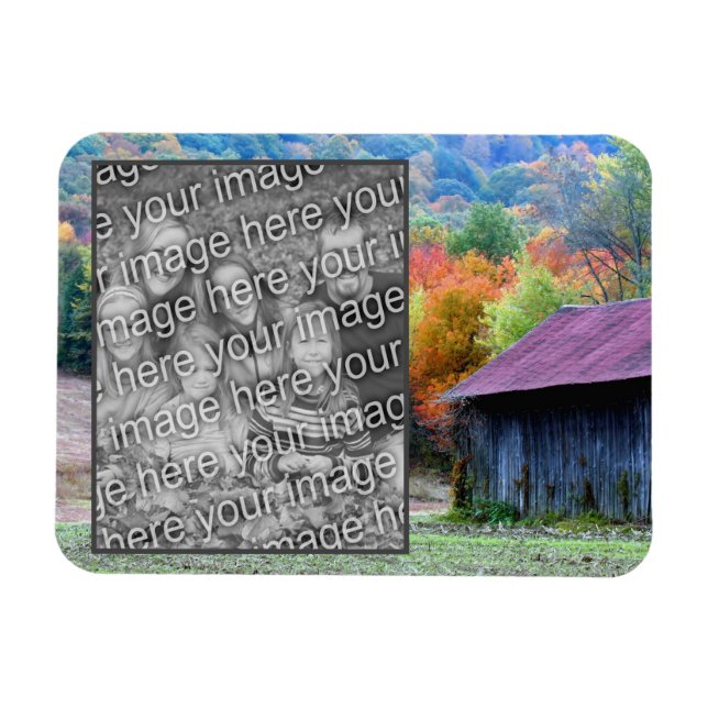 Tobacco Barn Autumn Foliage Add Your Photo Magnet (Horizontal)