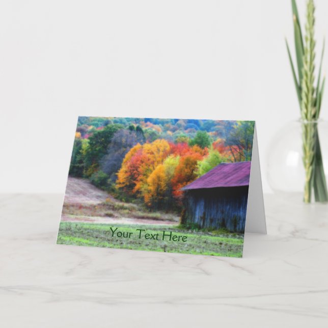 Tobacco Barn Autumn Leaves Nature Photo Card (Front)