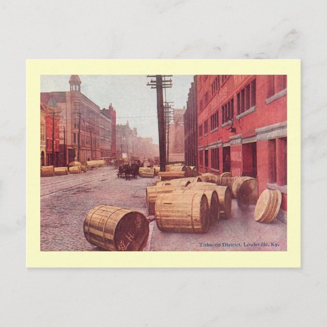 Tobacco Barrels, Louisville, Kentucky Vintage Postcard (Front)