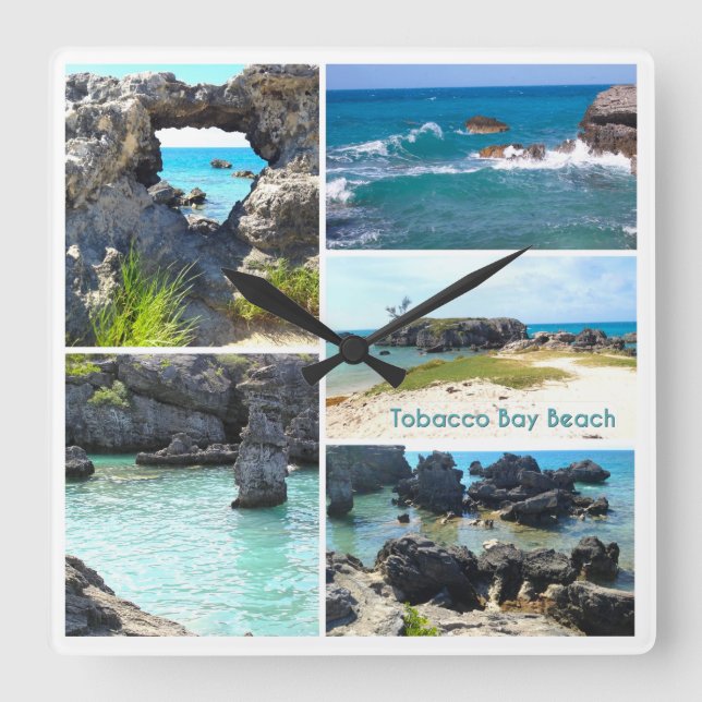 Tobacco Bay Beach, Bermuda  Square Wall Clock (Front)