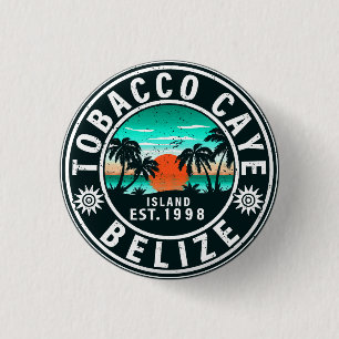 Tobacco Caye Belize Retro Sunset Souvenirs 60s 3 Cm Round Badge