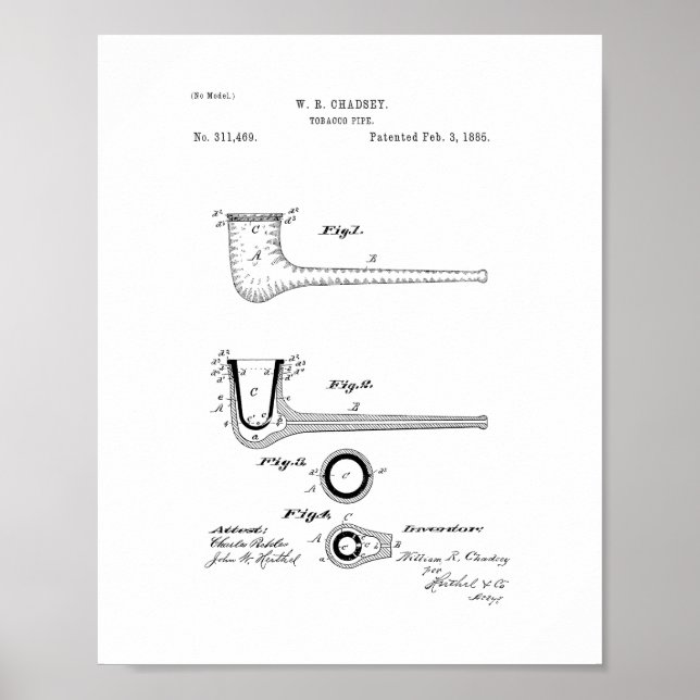 Tobacco Pipe Patent Poster (Front)