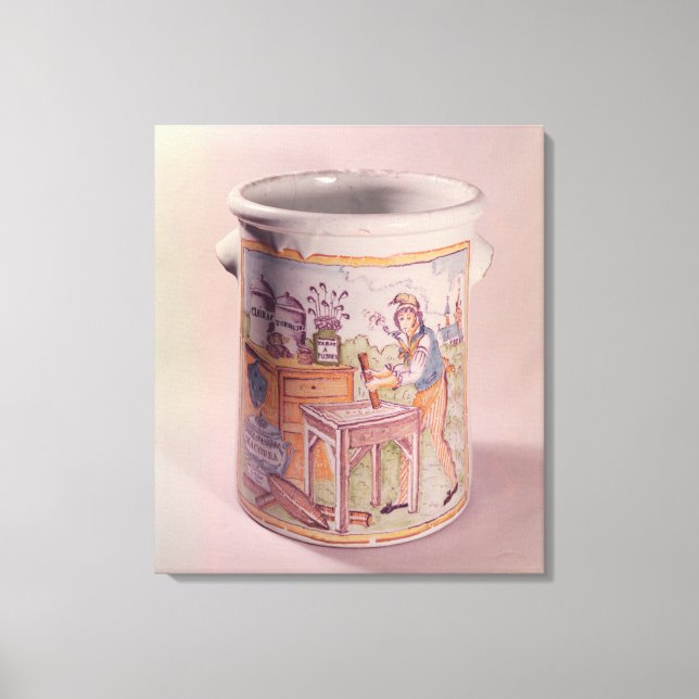 Tobacco pot depicting a tobacconist canvas print (Front)