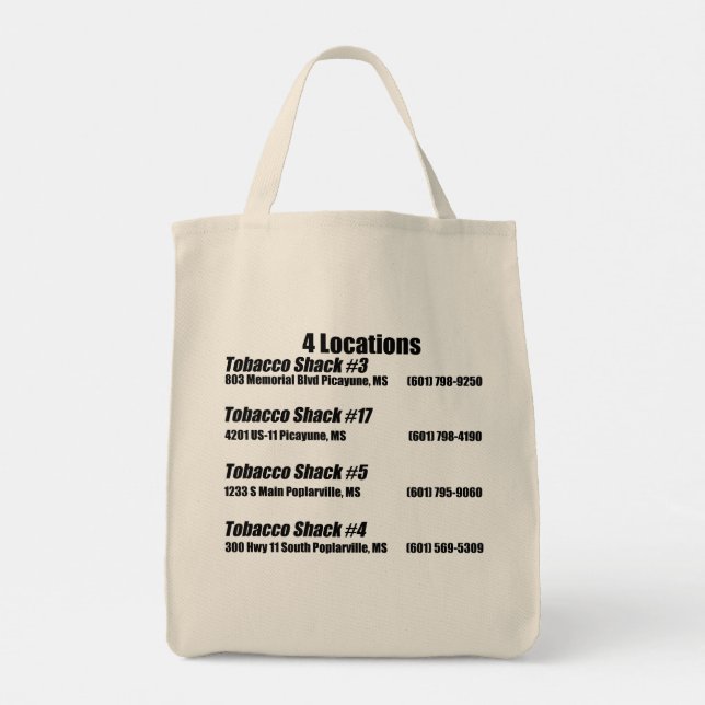 Tobacco Shack Tote Bag (Back)