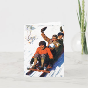 Tobagganing Holiday Card