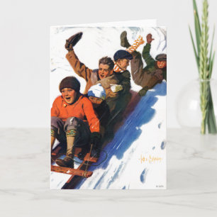 Tobagganing Holiday Card