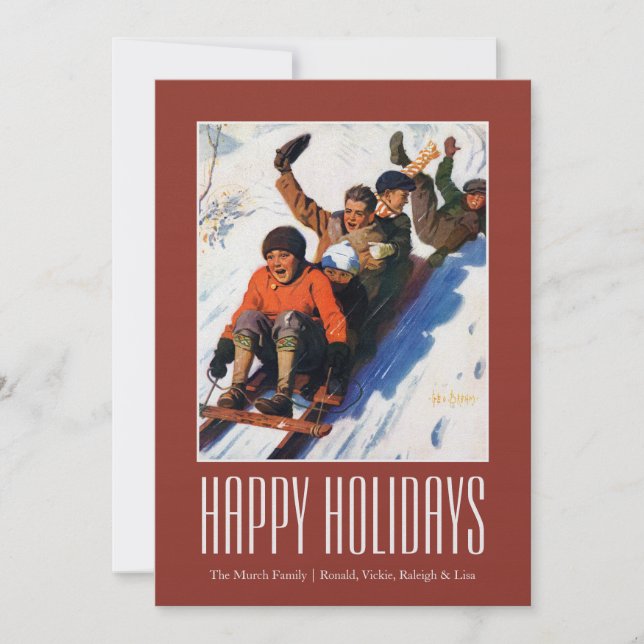 Tobagganing Holiday Card (Front)