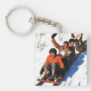 Tobagganing Key Ring