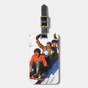 Tobagganing Luggage Tag