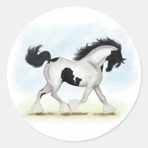 Tobiano Gypsy Vanner Horse Classic Round Sticker