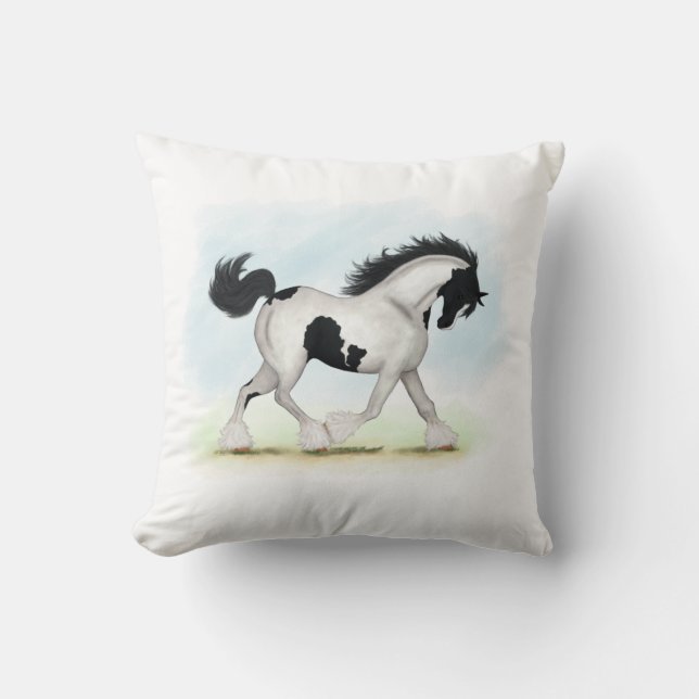 Tobiano Gypsy Vanner Horse Cushion (Front)