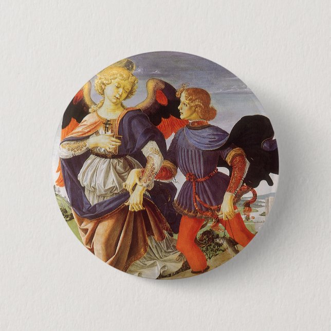 Tobias and the Angel by Andrea del Verrocchio 6 Cm Round Badge (Front)