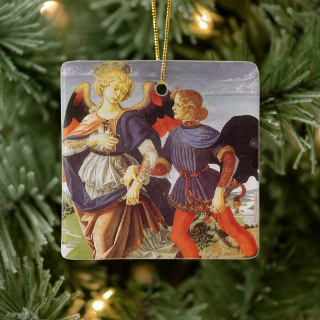 Tobias and the Angel by Andrea del Verrocchio Ceramic Tree Decoration (Tree)