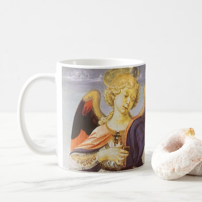 Tobias and the Angel by Andrea del Verrocchio Coffee Mug (With Donut)