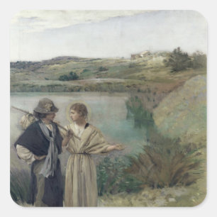 Tobias and the Archangel Raphael Square Sticker