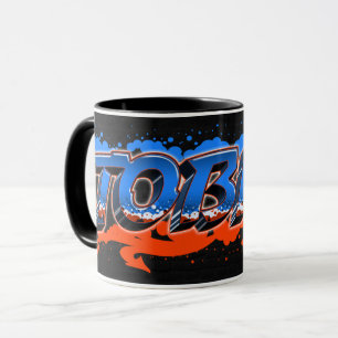 Tobias Vorname Name Graffiti blue orange Tasse Mug