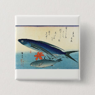 Tobiuo & Ishimochi - Colourful Japanese Fish Print 15 Cm Square Badge