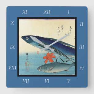 Tobiuo & Ishimochi - Colourful Japanese Fish Print Square Wall Clock
