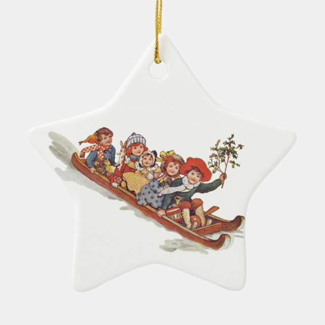 Toboggan Ceramic Tree Decoration (Front)