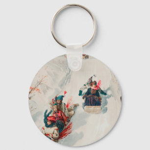 "Tobogganing", Chromolithograph, Louis Prang & Co. Key Ring