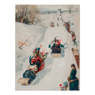 "Tobogganing", Chromolithograph, Louis Prang & Co. Poster
