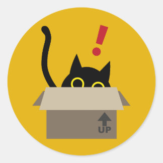 TOC TOC!  Funny Cat in a Box Housewarming Sticker