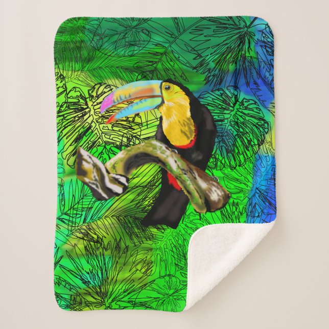 Toco Bird Toucan Baby Sherpa Blanket (Front)