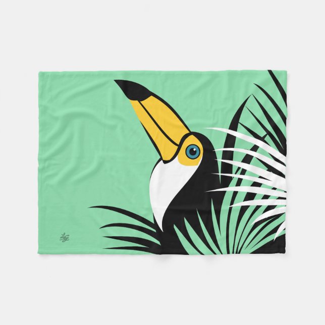 Toco Toucan Fleece Blanket (Front (Horizontal))