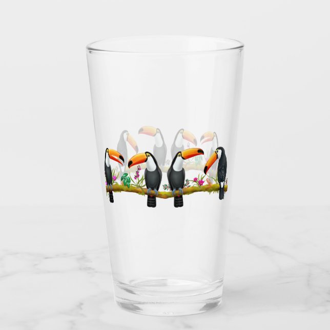 Toco Toucan Tropical Birds Tumbler Glass (Front)