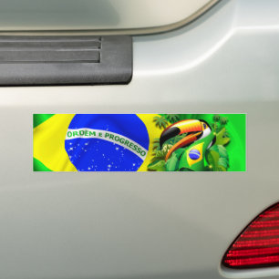 Toco Toucan with Brazil Flag Bumper Sticker